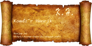 Komár Henrik névjegykártya