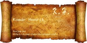 Komár Henrik névjegykártya